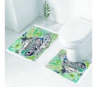 FEHWI Lot de 2 Tapis de Salle de Bain pour la Salle de Bain - Antidérapants et lavables - pour Douche, Baignoire,Baleine, Jolie Baleine sur Un océan ondulé nageant vers Une île avec des Palmiers