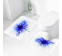 FEHWI Lot de 2 Tapis de Salle de Bain pour la Salle de Bain - Antidérapants et lavables - pour Douche, Baignoire,Fleur Aquarelle, Un Seul Grand Bleuet délicat fané au Nord