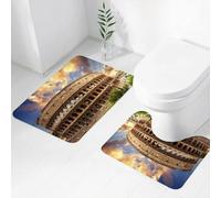 FEHWI Lot de 2 Tapis de Salle de Bain pour la Salle de Bain - Antidérapants et lavables - pour Douche, Baignoire,Le Colisée de Rome, l'amphithéâtre Romain se Dresse majestueusement sous Un Ciel nuag