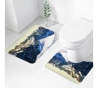 FEHWI Lot de 2 Tapis de Salle de Bain pour la Salle de Bain - Antidérapants et lavables - pour Douche, Baignoire,Mont Blanc Chamonix Alpes françaises France Europe Touristes Escalade Montagne