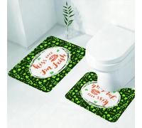 FEHWI Lot de 2 Tapis de Salle de Bain pour la Salle de Bain - Antidérapants et lavables - pour Douche, Baignoire,Citation, Embrasse-Moi, Je suis Irlandais, Texte avec des lèvres et du trèfle, Saint-