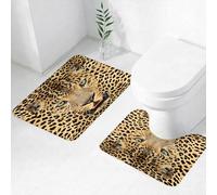 FEHWI Lot de 2 Tapis de Salle de Bain pour la Salle de Bain - Antidérapants et lavables - pour Douche, Baignoire,Faune Sauvage Tigre Léopard Impression Photo d'art Photos Grand Félin aux Yeux Verts