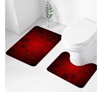 FEHWI Lot de 2 Tapis de Salle de Bain pour la Salle de Bain - Antidérapants et lavables - pour Douche, Baignoire,Mur de Briques Marron, foncé et Grunge teinté, Design Vintage Vibrant, Effet Vignette