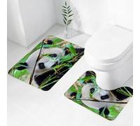 FEHWI Lot de 2 Tapis de Salle de Bain pour la Salle de Bain - Antidérapants et lavables - pour Douche, Baignoire,Panda, Un Mignon Panda géant regardant sur du Bambou, mâchant des Feuilles