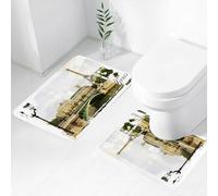 FEHWI Lot de 2 Tapis de Salle de Bain pour la Salle de Bain - Antidérapants et lavables - pour Douche, Baignoire,Rues parisiennes - Tableau de Style Peinture Vintage