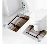 FEHWI Lot de 2 Tapis de Salle de Bain pour la Salle de Bain - Antidérapants et lavables - pour Douche, Baignoire,Ranch de bétail Western, Big Log Gate Lane dans Le Montana dans Les collines de la ca