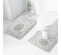 FEHWI Lot de 2 Tapis de Salle de Bain pour la Salle de Bain - Antidérapants et lavables - pour Douche, Baignoire,Formules Chimiques Scolaires. Cahier d'école. Fond de formules manuscrites. Lettres e