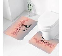 FEHWI Lot de 2 Tapis de Salle de Bain pour la Salle de Bain - Antidérapants et lavables - pour Douche, Baignoire,Arbre de Vie, Enfants Jouant sur Une balançoire avec des pneus sous Le Cerisier avec