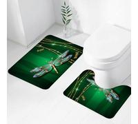 FEHWI Lot de 2 Tapis de Salle de Bain pour la Salle de Bain - Antidérapants et lavables - pour Douche, Baignoire,La Libellule, Figures Vives d'élégance dans la Pierre précieuse Diamant décrit Les EF