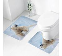 FEHWI Lot de 2 Tapis de Salle de Bain pour la Salle de Bain - Antidérapants et lavables - pour Douche, Baignoire,Zoo, Portrait d'un Grand Ours Polaire Blanc sur Ses Griffes de Glace. Antarctique Nor