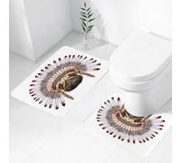 FEHWI Lot de 2 Tapis de Salle de Bain pour la Salle de Bain - Antidérapants et lavables - pour Douche, Baignoire, Carlin, Portrait d'un Chien en Tant qu'indigène avec Un Bonnet de Guerre, illustrati