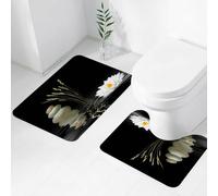 FEHWI Lot de 2 Tapis de Salle de Bain pour la Salle de Bain - Antidérapants et lavables - pour Douche, Baignoire,Résumé Zen de Pierres de Spa Grises, d'un lys de Lotus Blanc et d'herbes Sauvages ave