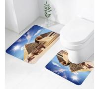 FEHWI Lot de 2 Tapis de Salle de Bain pour la Salle de Bain - Antidérapants et lavables - pour Douche, Baignoire,Le Grand Sphinx Entre Les Pyramides de Khéphren et de Mykérinos de Gizeh, Le Caire, É