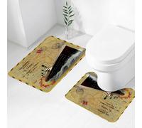 FEHWI Lot de 2 Tapis de Salle de Bain pour la Salle de Bain - Antidérapants et lavables - pour Douche, Baignoire,Carte rétro du Titanic, Le Plus Grand Navire sur la Carte Antique du Titanic, Titanic