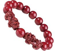 FEIAOPE Bracelet féminin, Bracelet Feng Shui en cinabre, amulette, perle rouge Pi Xiu, porte-bonheur, attire la richesse, for femmes et hommes(6mm)