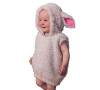 FEIBEL Costume de mouton pour enfant garçon et fille, gilet à capuche en fourrure, adorable costume d'animal, petit agneau, tenue de Noël (blanc, 2-3 ans)