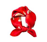 FEIBOON Écharpe en soie de mûrier 53,3 cm - Petite écharpe carrée pour cheveux - Bandana - Foulard pour femme, Ginkgo Biloba rouge, 53 cm