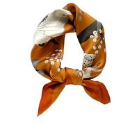 FEIBOON Écharpe en soie de mûrier 53,3 cm - Petite écharpe carrée pour cheveux - Bandana - Foulard pour femme, orange foncé, 53 cm