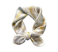 FEIBOON Écharpe en soie de mûrier 53,3 cm - Petite écharpe carrée pour cheveux - Bandana - Foulard pour femme, Gris doré, 53 cm