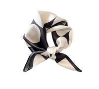FEIBOON Écharpe en soie de mûrier 53,3 cm - Petite écharpe carrée pour cheveux - Bandana - Foulard pour femme, Géométrique noir et blanc, 53 cm