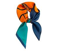 FEIBOON Foulard carré 100 % pure soie de mûrier 68,6 x 68,6 cm pour femme - Emballage cadeau, Orange + bleu.