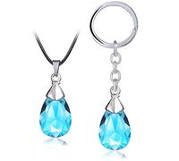 FEIDIAO Anime SAO Sword Art Online Collier en métal Pendentif en Cristal Bleu Coeur de Yui Cosplay Accessoires Bijoux SAO Porte-clés (2pcs)