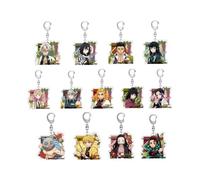 FEIDIAO Ghost Killing Porte-clés Kamado Tanjirou Acrylique Clé Pendentif Tokitou Muichirou Chibi Figurine Porte-clés Décor De Sac Accessoires 13pcs