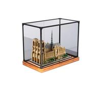 FEIFANBOYANG Vitrine en acrylique pour Lego 21061 Notre Dame de Paris, étanche à la poussière Transparent Collections vitrine (boîte de présentation uniquement) (base grain de bois)