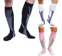 feifanshop 3 Paires Chaussettes de Compression de Running Sport Chaussettes de Contention Fitness Course randonnée Voyages Cyclisme Hommes Femmes 20-30 mmHg