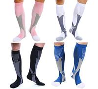 feifanshop 4 Paires Chaussettes de Compression pour Hommes et Femmes, Meilleure Forme Sportive pour Courir, infirmières, ashtoises au Tibia, Voyage en Avion et Grossesse de maternité.