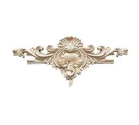 FEIFEIFEI Moulure Decorative Bois sculpté Onlay Floral en Bois décoratif Applique Meubles Fond Mur Miroir décoration Bois Coin Joint Moulure Bois(D-64cmX29cm)