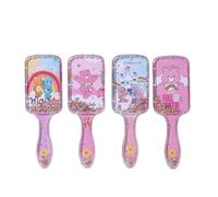 FEIFEI'S BOW Brosse à cheveux princesse sirène pour filles et enfants, glisse facilement à travers les nœuds, sans traction, brosses à paillettes emmêlées, peigne airbag à paillettes, cadeau (ours