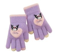 FEIFEI'S BOW Elsa Gants d'hiver en tricot chaud doux doublé polaire thermique extensible pour enfants garçons filles, violet, Overall length: 14cm (with cap on); Palm width: 8cm