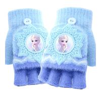 FEIFEI'S BOW Elsa Spider Mitaines d'hiver en tricot chaud doublé polaire thermique avec housse convertible pour enfants, garçons et filles, Elsa3 Bleu, Overall length:14cm (with cap on);Palm width: