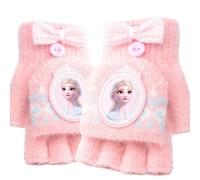 FEIFEI'S BOW Elsa Spider Mitaines d'hiver en tricot chaud doublé polaire thermique avec housse convertible pour enfants, garçons et filles, Elsa2 Rose, Overall length:14cm (with cap on);Palm width:
