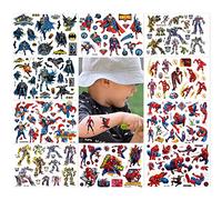 FEIFEI'S BOW Lot de 10 feuilles de tatouages temporaires Marvel hero pour enfants - Autocollants temporaires imperméables de super-héros - Pour remplir les sacs de fête (Sp)