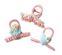 FeiFei's Bow Lot de 2/3 pinces à cheveux pour femmes et filles, 2/3 fleurs, cœur, princesse, tendance, colorées, pinces à cheveux pour enfants (princesse, 3 pièces)