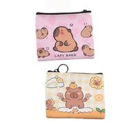 FeiFei's Bow Lot de 2 petits porte-monnaie mignons en forme de dessin animé pour femmes, filles, enfants, pochette Oxford pour pièces de monnaie, cartes de crédit, carte d'identité, clés, rouge à