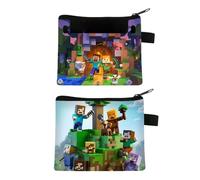 FeiFei's Bow Lot de 2 petits porte-monnaie mignons en forme de dessin animé pour femmes, filles, enfants, pochette Oxford pour pièces de monnaie, cartes de crédit, carte d'identité, clés, rouge à