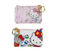 FeiFei's Bow Lot de 2 petits porte-monnaie mignons en forme de dessin animé pour femmes, filles, enfants, pochette Oxford pour pièces de monnaie, cartes de crédit, carte d'identité, clés, rouge à