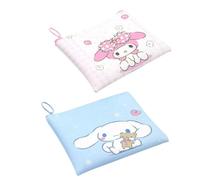 FeiFei's Bow Lot de 2 petits porte-monnaie mignons en forme de dessin animé pour femmes, filles, enfants, pochette Oxford pour pièces de monnaie, cartes de crédit, carte d'identité, clés, rouge à