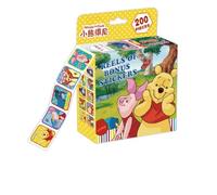 FEIFEI'S BOW Lot de 200 autocollants dinosaures princesse Elsa Mickey Mouse pour sacs de fête, garçons et filles, loisirs créatifs, scrapbooking dans une boîte cadeau (Winnie l'ourson)