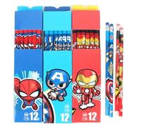 FEIFEI'S BOW Lot de 30 crayons HB princesse avec gommes pour enfants, pour sac de fête, école, bureau (Mixed Hero 02 (36 crayons avec gomme))