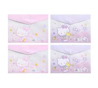 Feifeis Bow Lot de 4 pochettes légères en plastique avec fermeture à bouton-pression pour enfants et adultes Motif chat Format A4