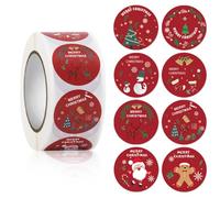 FEIFEI'S BOW Lot de 500 autocollants de Noël pour sacs de fête, cadeaux, loisirs créatifs, scrapbooking (Noël 04)