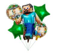 FEIFEI'S BOW Minecraft Lot de 5 ballons en aluminium Princesse Cendrillon pour fête d'anniversaire, félicitations, fête prénatale, accessoires de fête, accessoires à thème enfants (Minecraft 5 pièces)
