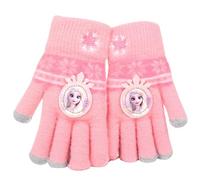 FEIFEI'S BOW Mitaines d'hiver chaudes en tricot avec doublure en polaire thermique pour enfants, garçons et filles, Rose Elsa