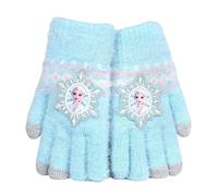 FEIFEI'S BOW Mitaines d'hiver chaudes en tricot avec doublure en polaire thermique pour enfants, garçons et filles, Blue Elsa