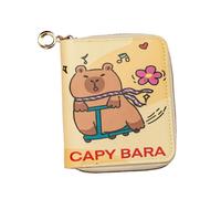 FEIFEI'S BOW Portefeuille mignon à trois volets avec porte-monnaie et fentes pour cartes avec poches zippées, cadeaux en cuir synthétique pour filles et femmes, Capybara, Taille unique, Classique