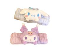FeiFei's Bow Serre-tête avec oreilles pour se laver le visage, maquillage pour femmes et filles, soins de la peau, lavage spa, yoga, sport, douche, serviette éponge (violet et bleu clair, taille